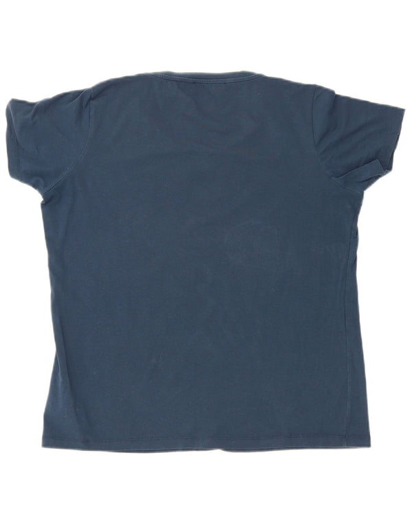 Trussardi Jeans Womens Graphic T-Shirt Top UK 20 2XL Navy Blue Cotton