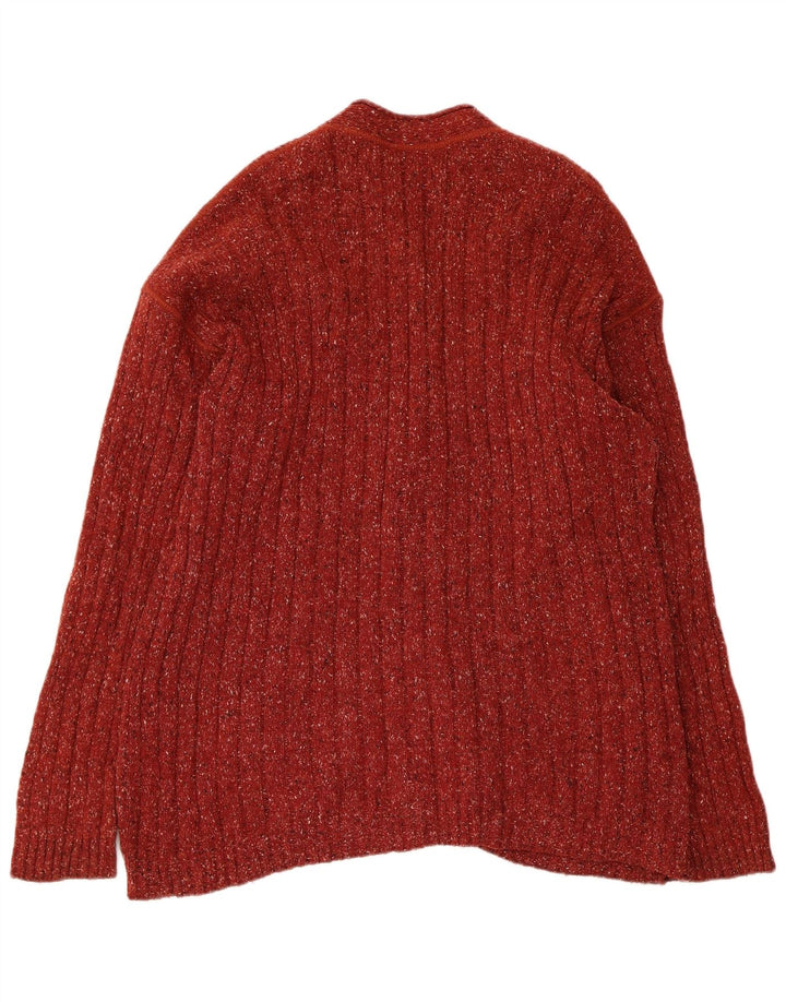 Pulover cardigan pentru femei Stefanel UK 16 Lână mare roșie cu pete
