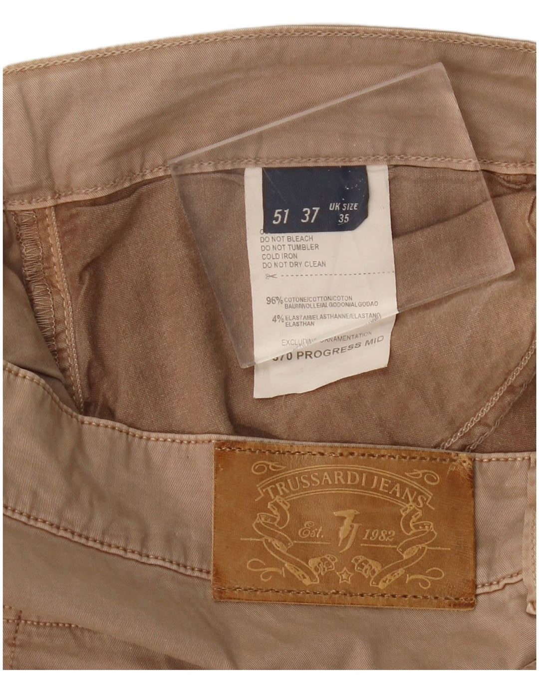 TRUSSARDI Pantaloni casual drepti pentru bărbați W35 L30 bumbac bej