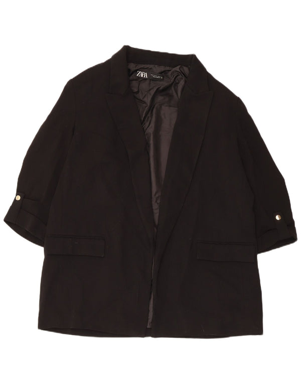 Jachetă pentru femei Zara cu mâneci 3/4 deschise, UK 18 XL, poliester negru