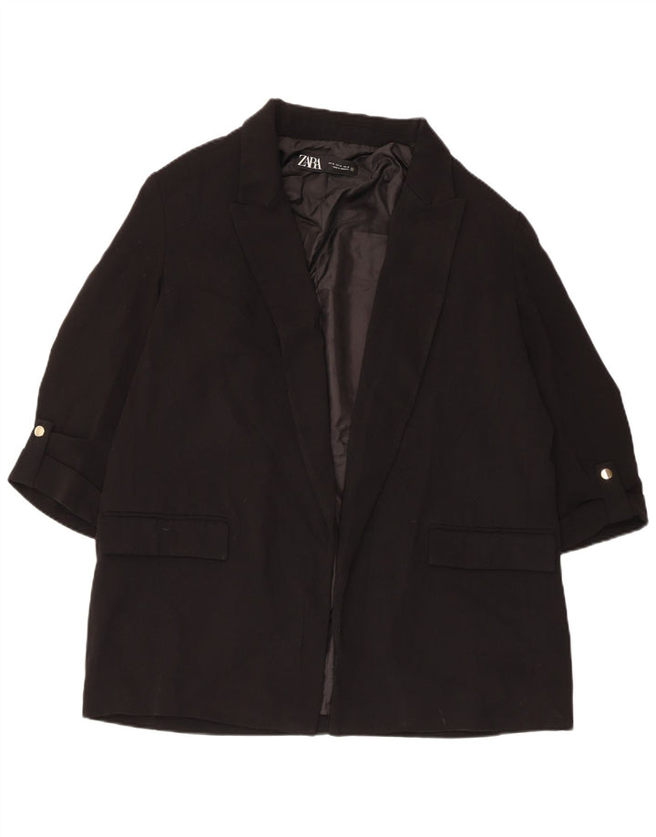 Jachetă pentru femei Zara cu mâneci 3/4 deschise, UK 18 XL, poliester negru