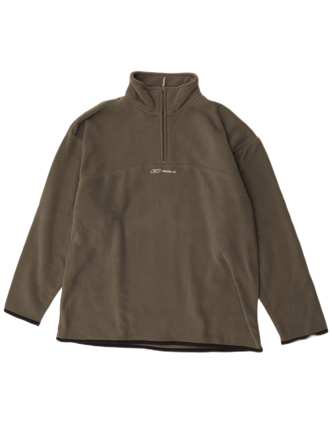Jumper Reebok pentru bărbați, cu fermoar și gât, din poliester kaki mare