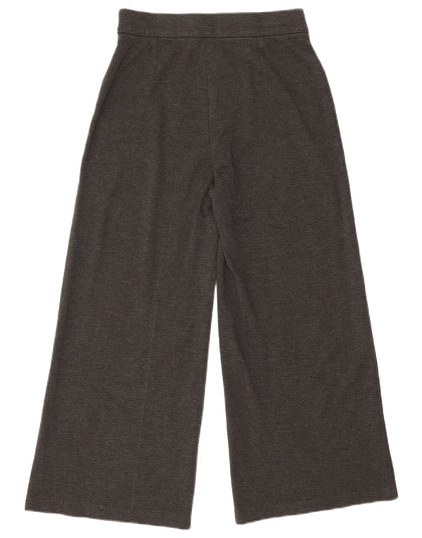 Marks & Spencer Womens Wide Leg Cropped Trousers UK 10 Small W28 L24 Grey