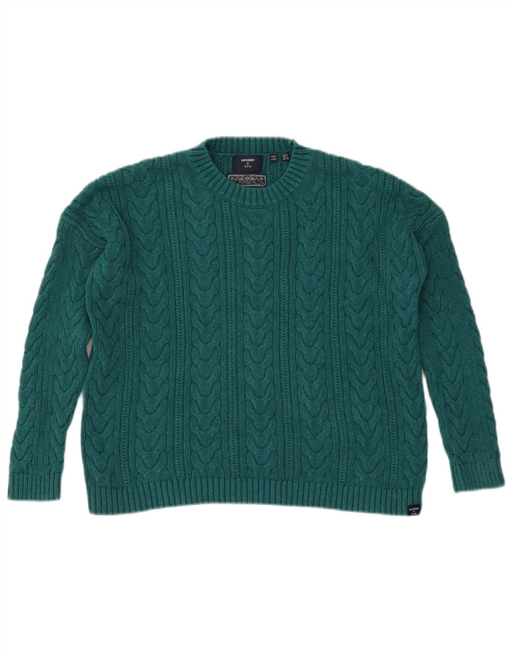 SUPERDRY Pulover Crop Oversized Crew Deck Pulover UK 8 Mic Verde