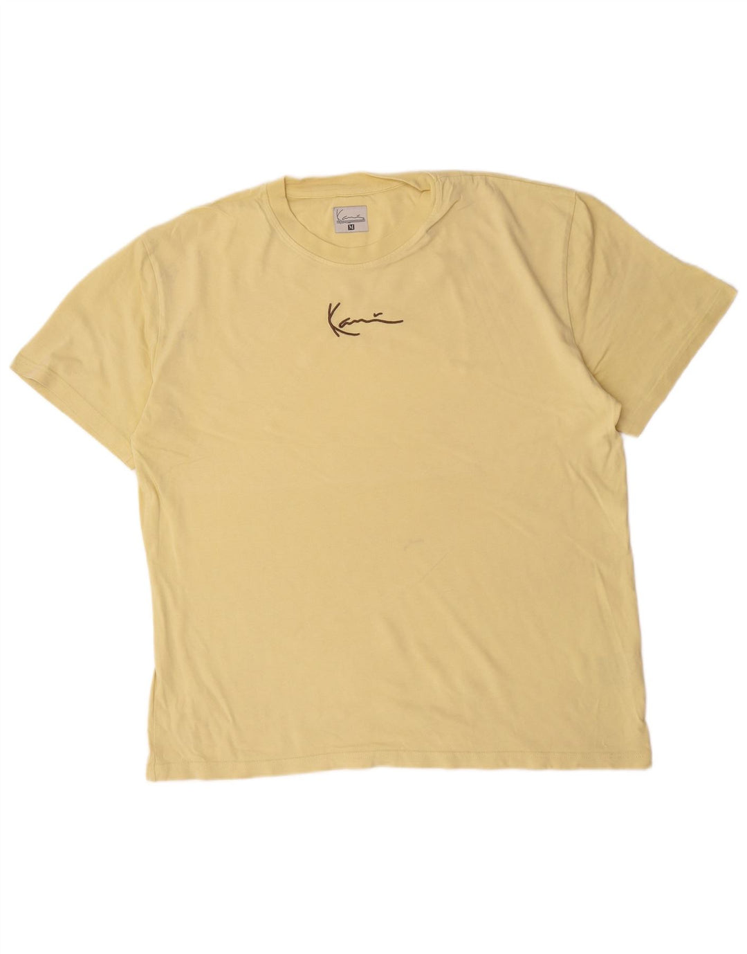 Tricou grafic Karl Kani pentru bărbați Top din bumbac galben mediu