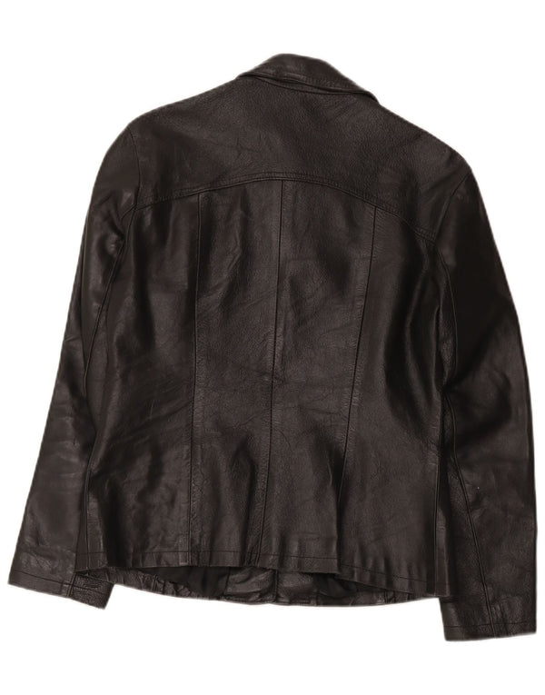 Jachetă de piele vintage pentru femei UK 12 Medium Black