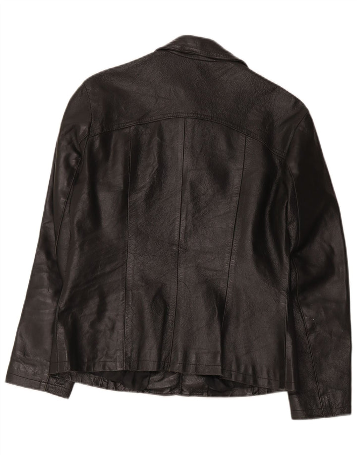 Jachetă de piele vintage pentru femei UK 12 Medium Black