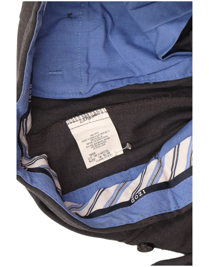 Pantaloni de costum slim pentru băieți Izod 15-16 ani L26 L29 Gri Poliester