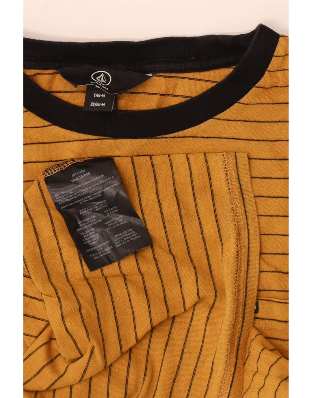 Tricou pentru bărbați Volcom Top din bumbac cu dungi galbene medii