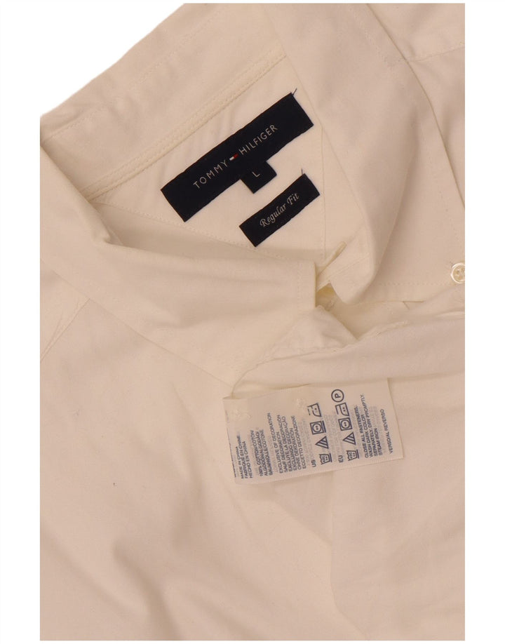 Cămașă pentru bărbați Tommy Hilfiger, cu tăiere obișnuită, mare, albă, din bumbac