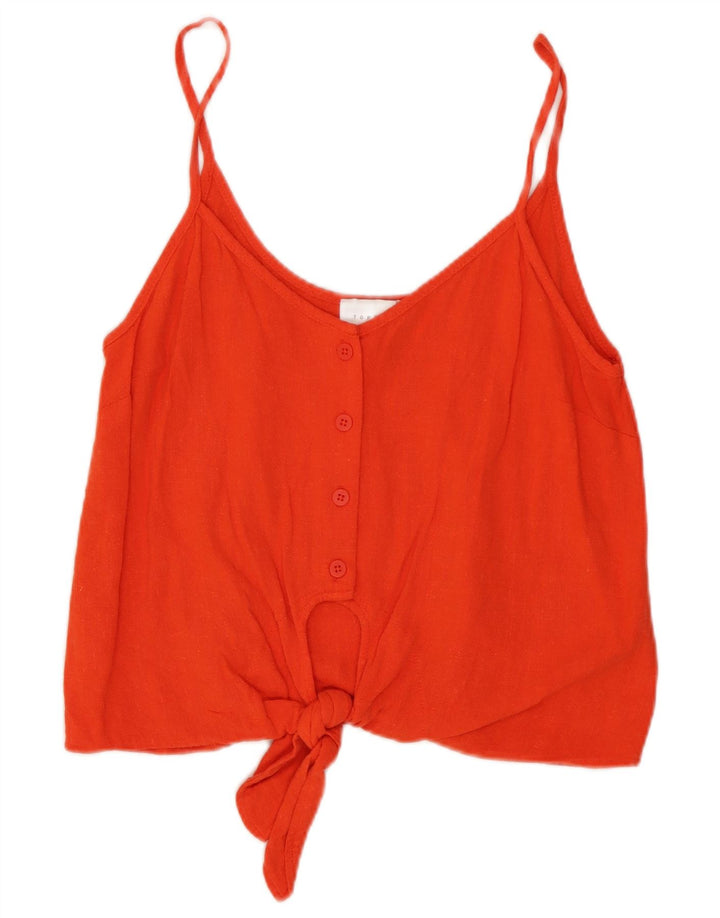 Topshop pentru femei Crop Front Tie Cami Top UK 8 Small Red Viscose