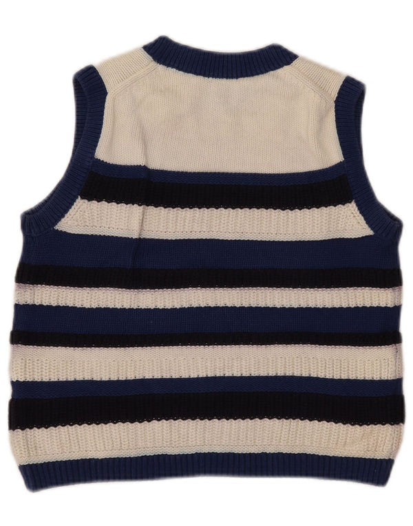 Cos Womens Crop Vest Tank Top UK 6 XS Bumbac cu dungi bleumarin