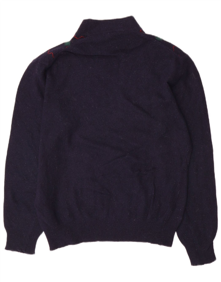 Pulover vintage pentru bărbați cu gât țestoasă, mijlociu, bleumarin, Argyle/Diamond