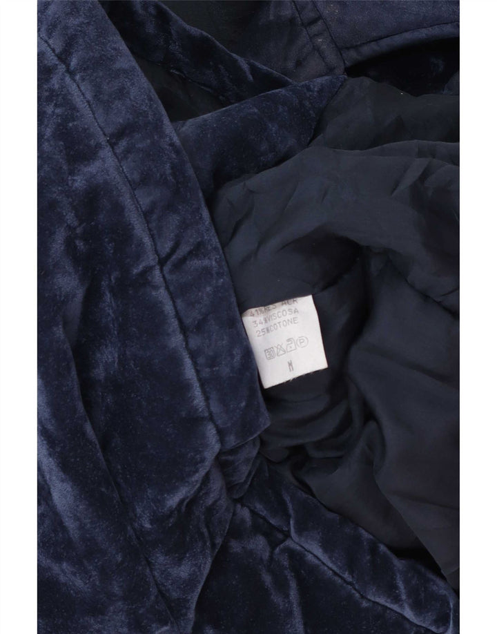 Jachetă vintage pentru femei, supradimensionată, din catifea, UK 14, bleumarin mediu