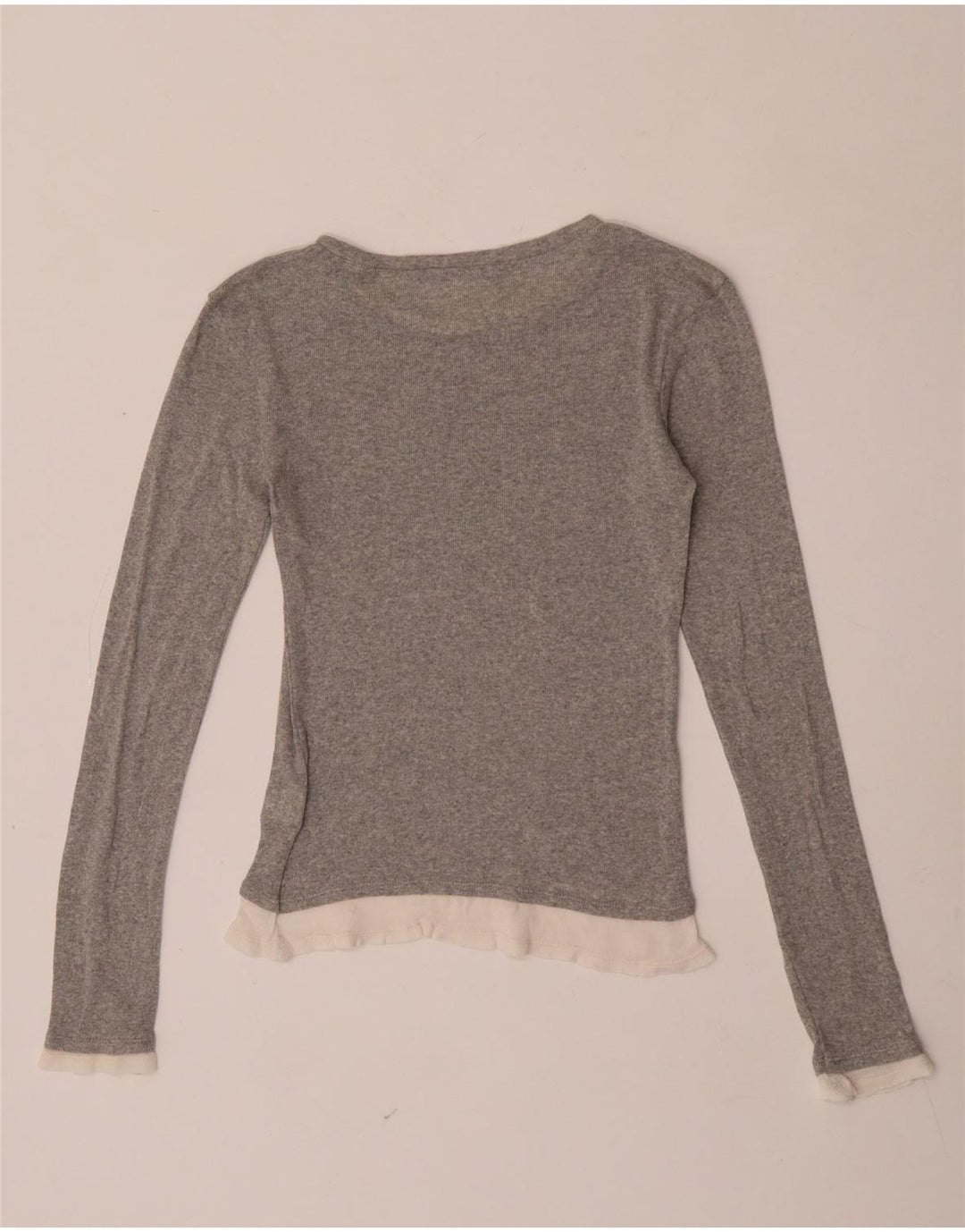 Top femeie Zara cu mânecă lungă UK 8 mic, gri, poliester color bloc