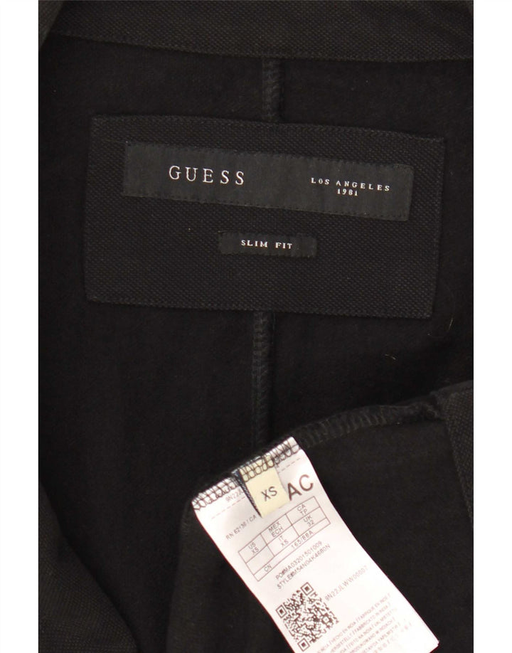 Jachetă pentru bărbați Guess, slim fit, cu 2 nasturi, UK 32 2XS, bumbac negru
