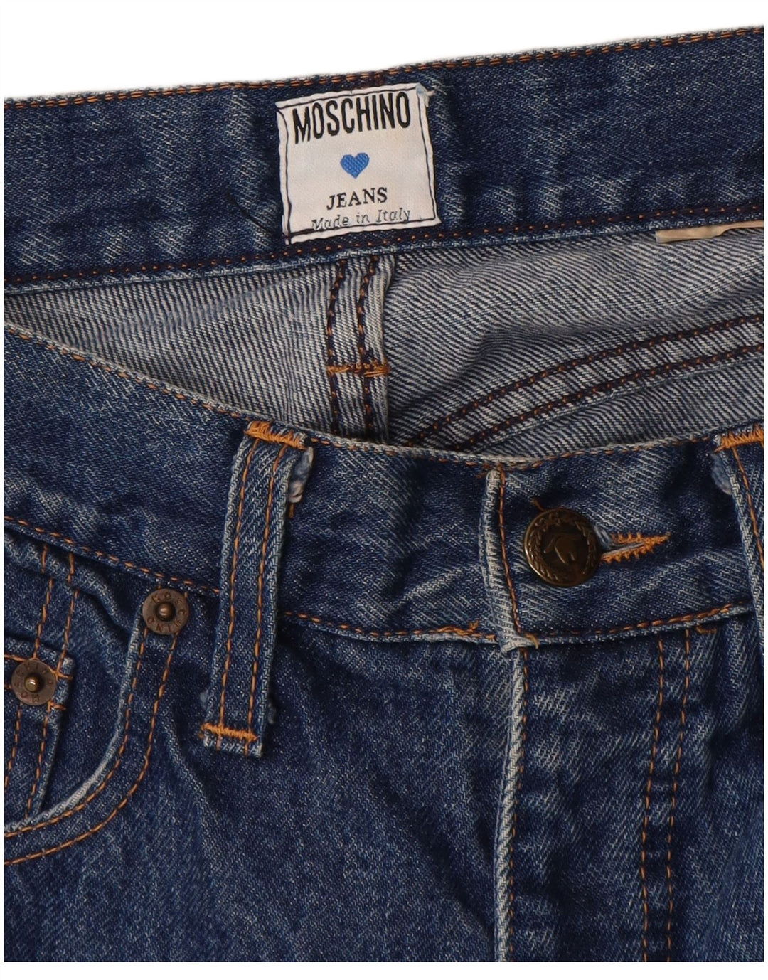 Blugi conici pentru femei Moschino W28 L30 albastru