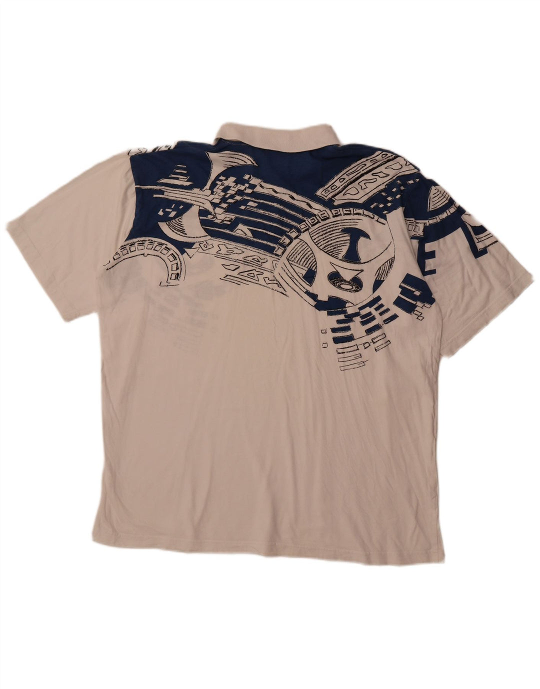 SHAMP Tricou Polo pentru bărbați EU 48 Medium Alb Geometric Bumbac