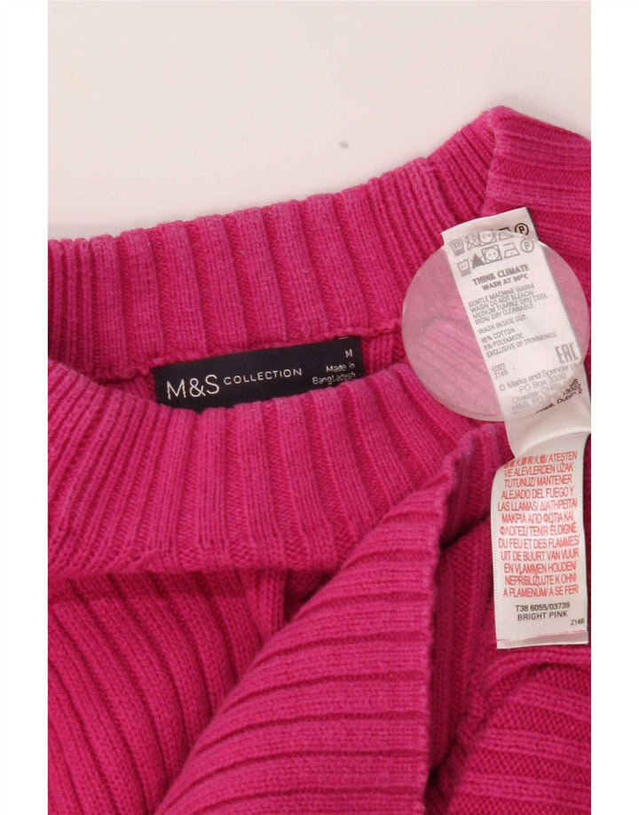 Pulover pentru femei Marks & Spencer cu gât țestoasă, bumbac roz mediu UK 14
