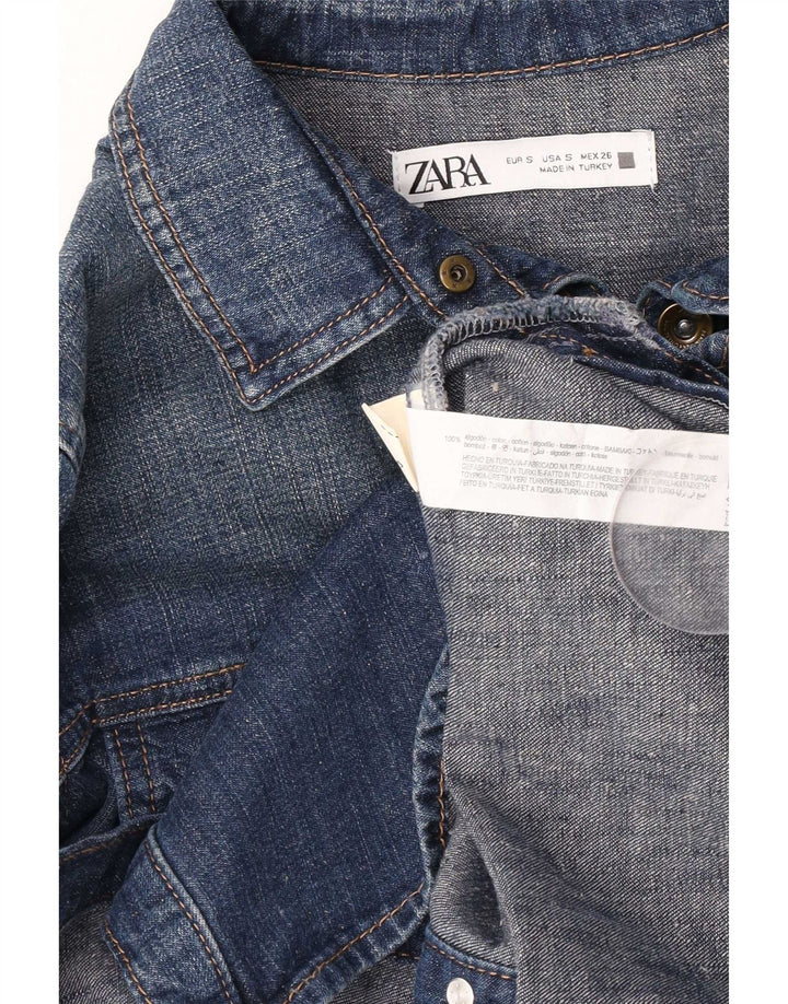 Cămașă de blugi Zara pentru femei UK 10 Small Blue Bumbac