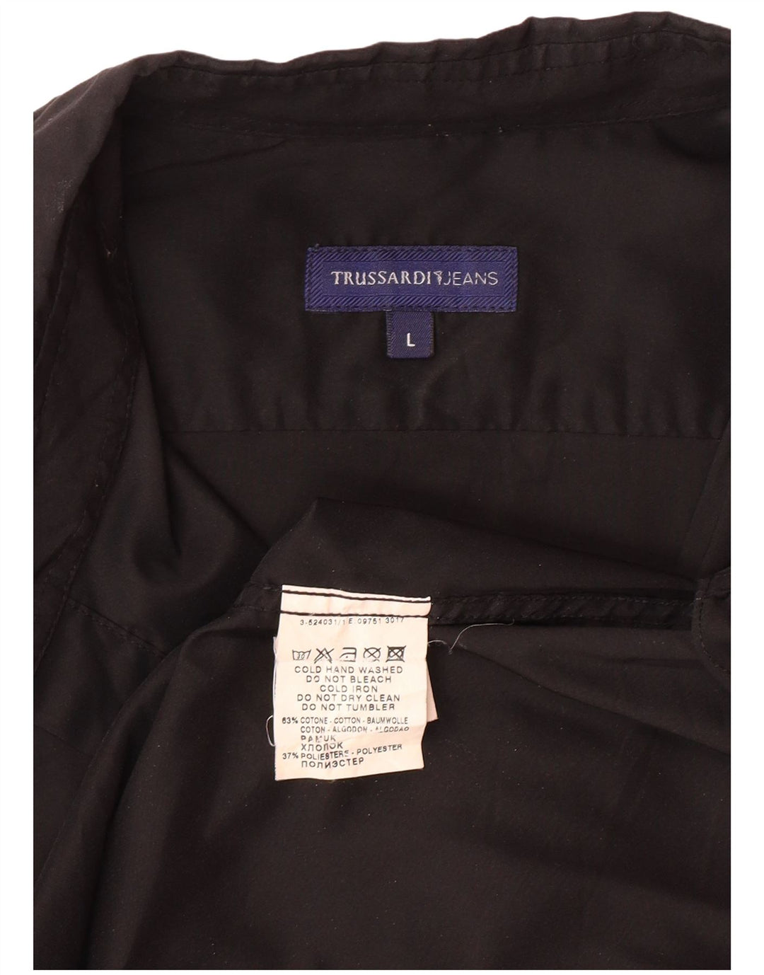 Cămașă pentru bărbați TRUSSARDI JEANS Bumbac negru mare