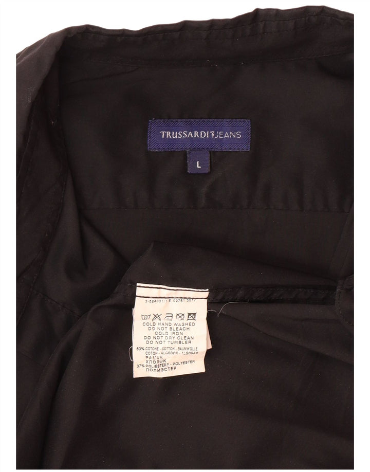 Cămașă pentru bărbați TRUSSARDI JEANS Bumbac negru mare