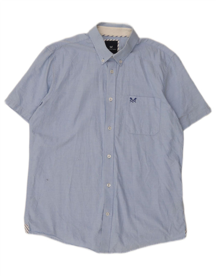 Crew Clothing Cămașă cu mânecă scurtă pentru bărbați, bumbac albastru mediu