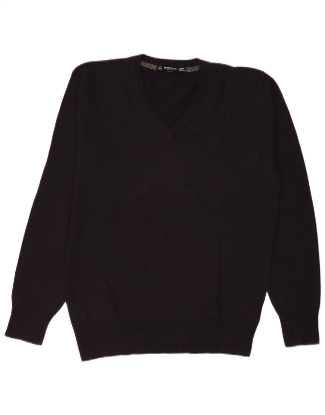 NORTH SAILS Mens V-Neck Jumper Sweater XL Grey Wool