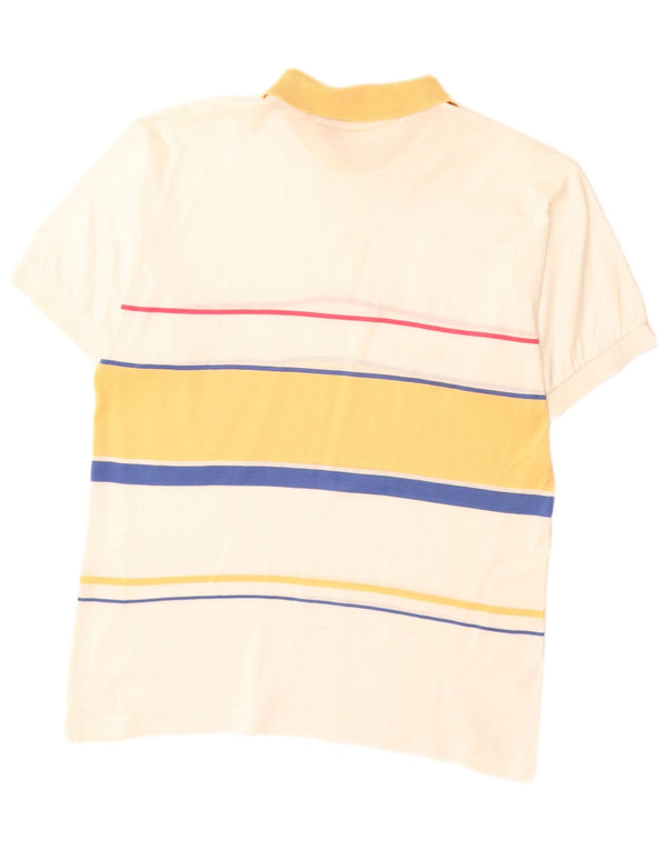 Tricou polo pentru bărbați VINTAGE, bumbac cu dungi alb, mediu