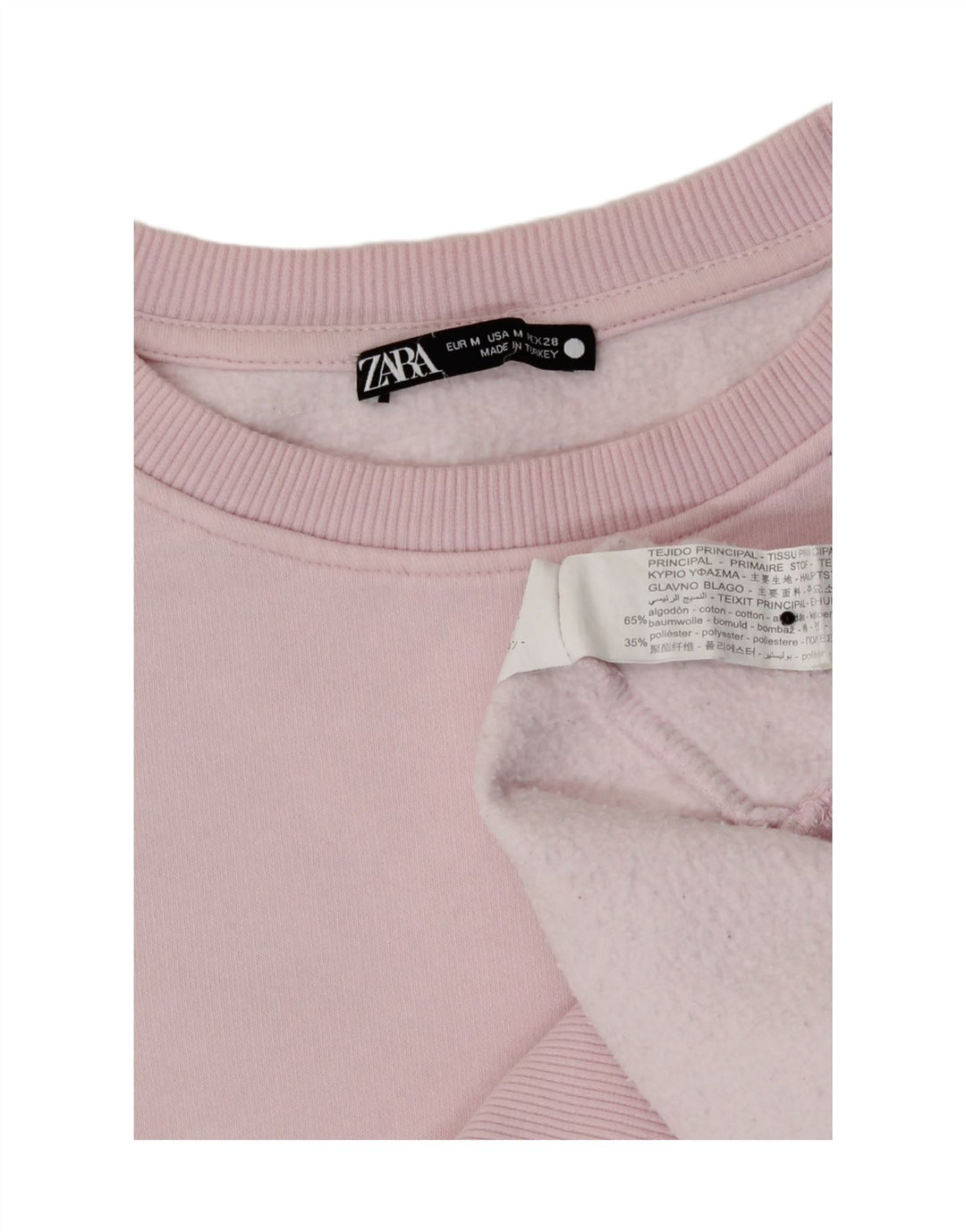 Pulover pentru femei Zara UK 12, bumbac roz mediu