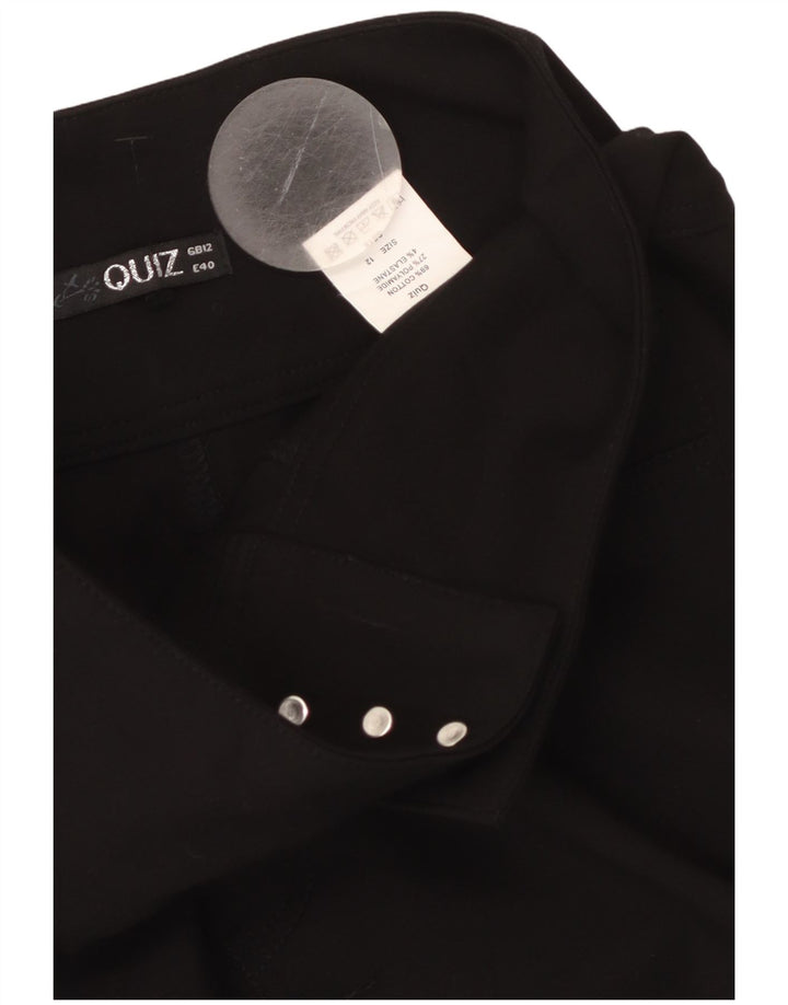 QUIZ Pantaloni casual subțiri cu talie înaltă pentru femei UK 12 Medium W28 L28 Negru