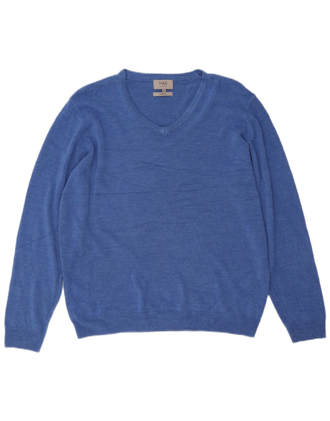 Pulover pentru bărbați Marks & Spencer, cu decolteu în V, 2XL, albastru acrilic