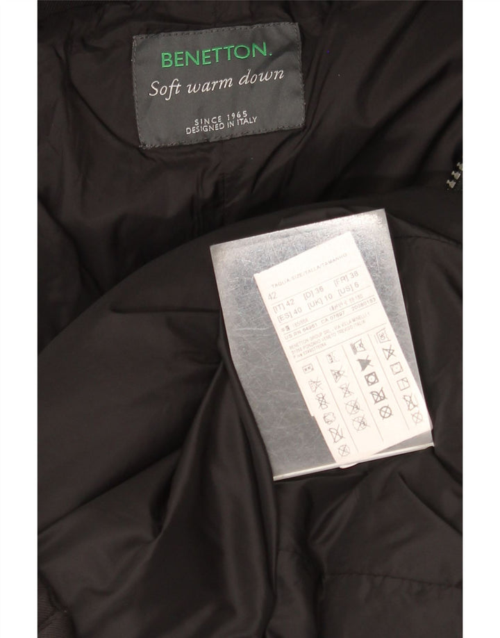 Palton căptușit cu glugă pentru femei Benetton UK 10 Small Black