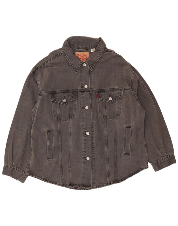 Jachetă de blugi supradimensionată pentru femei Levi's UK 16, mare, gri bumbac