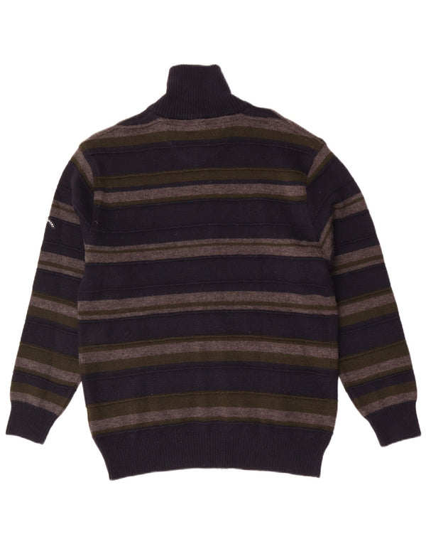 Cardigan Vintage pentru bărbați, 2XL, lână merinos cu dungi albastre