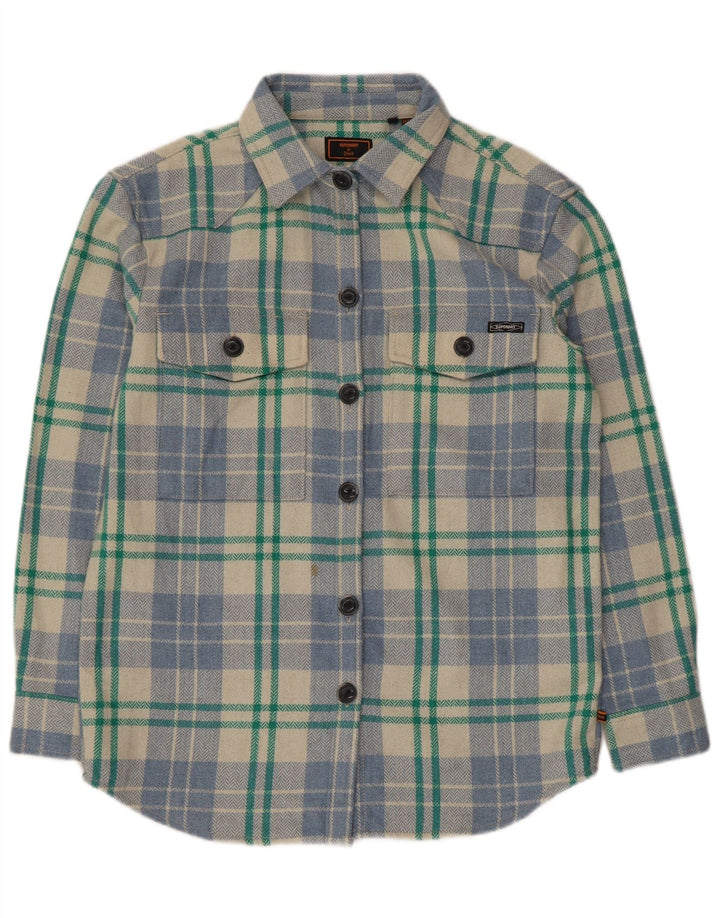 Cămașă de flanel supradimensionată pentru femei Superdry UK 10, cu carouri mici, multicolore