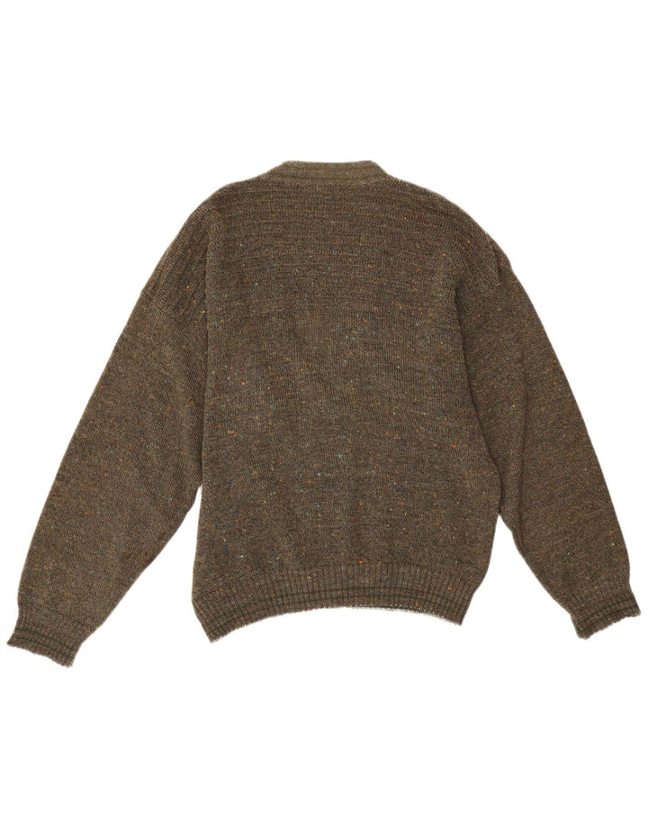 Pulover Cardigan Vintage pentru bărbați IT 50 Medium Kaki Acrilic cu pete