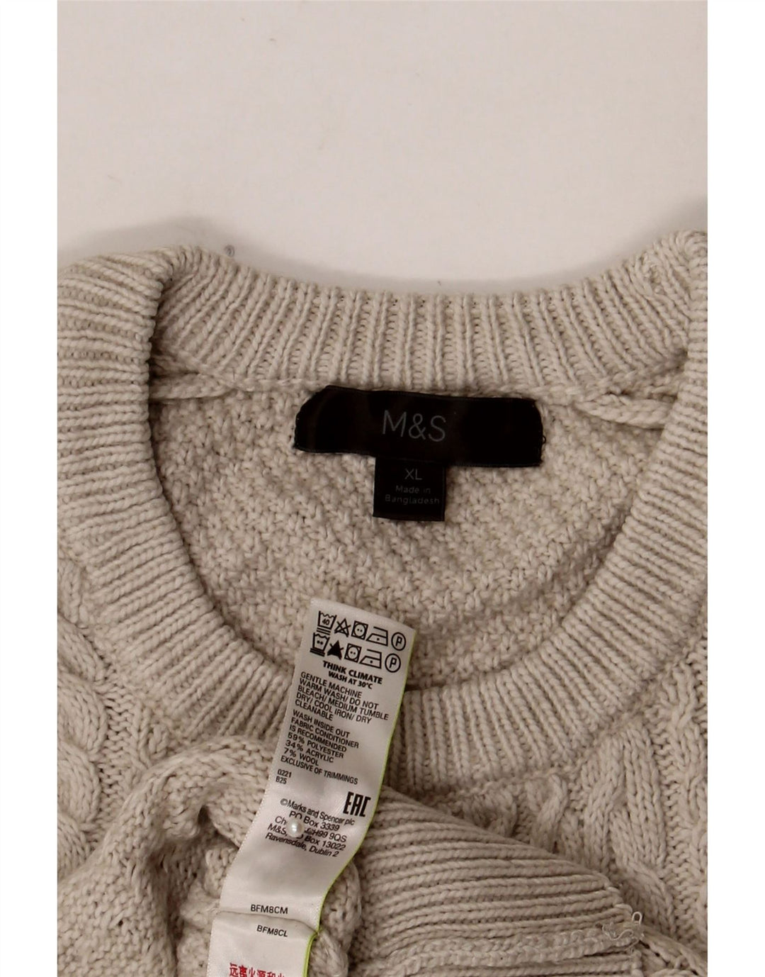 Pulover pentru bărbați Marks & Spencer cu gât crew pulover XL poliester gri