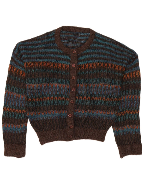 Pulover cardigan supradimensionat pentru femei Vintage EU 48 2XL Mohair cu dungi maro