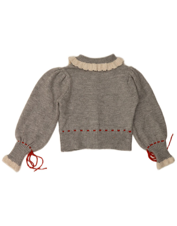 Pulover cardigan pentru femei Zara UK 12 Gri mediu Floral Acrilic