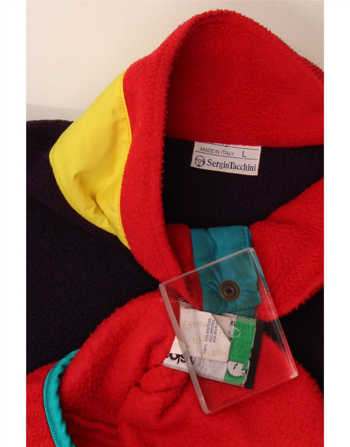 Sergio Tacchini Pulover pentru bărbați, cu gât cu nasturi, fleece, mare, roșu