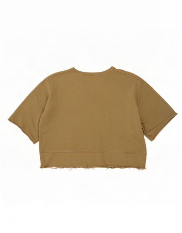 Tricou Crop pentru femei Zara UK 14 Medium Khaki Bumbac