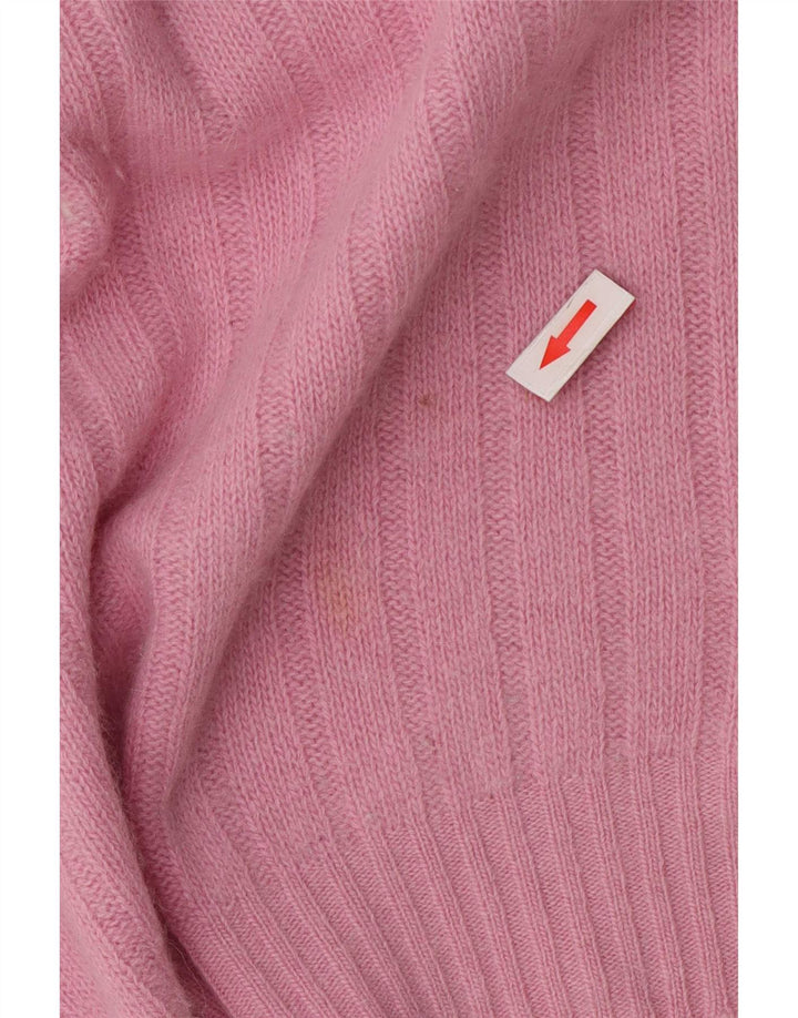 Pulover vintage pentru femei cu gât rulat, UK 14, roz mediu