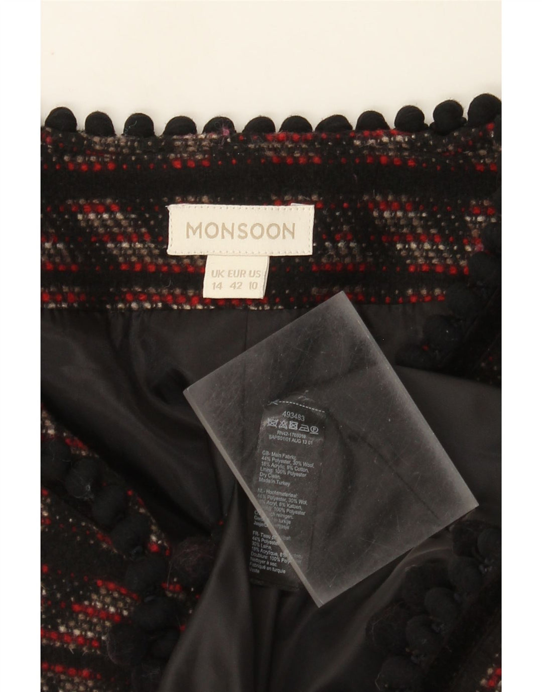 Blazer pentru femei Monsoon UK 14 Poliester geometric negru mediu