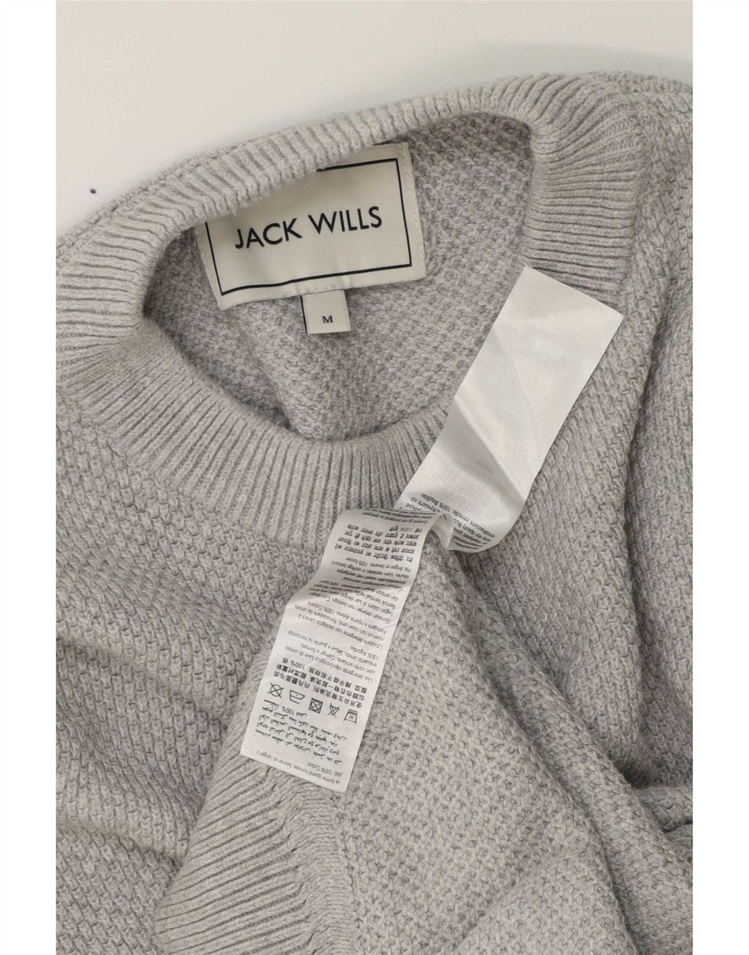 Pulover Jack Wills pentru bărbați cu gât roșu, bumbac, gri mediu