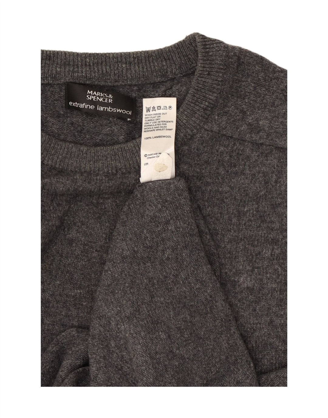 Pulover pentru bărbați Marks & Spencer, cu gât crew, XL, lână gri