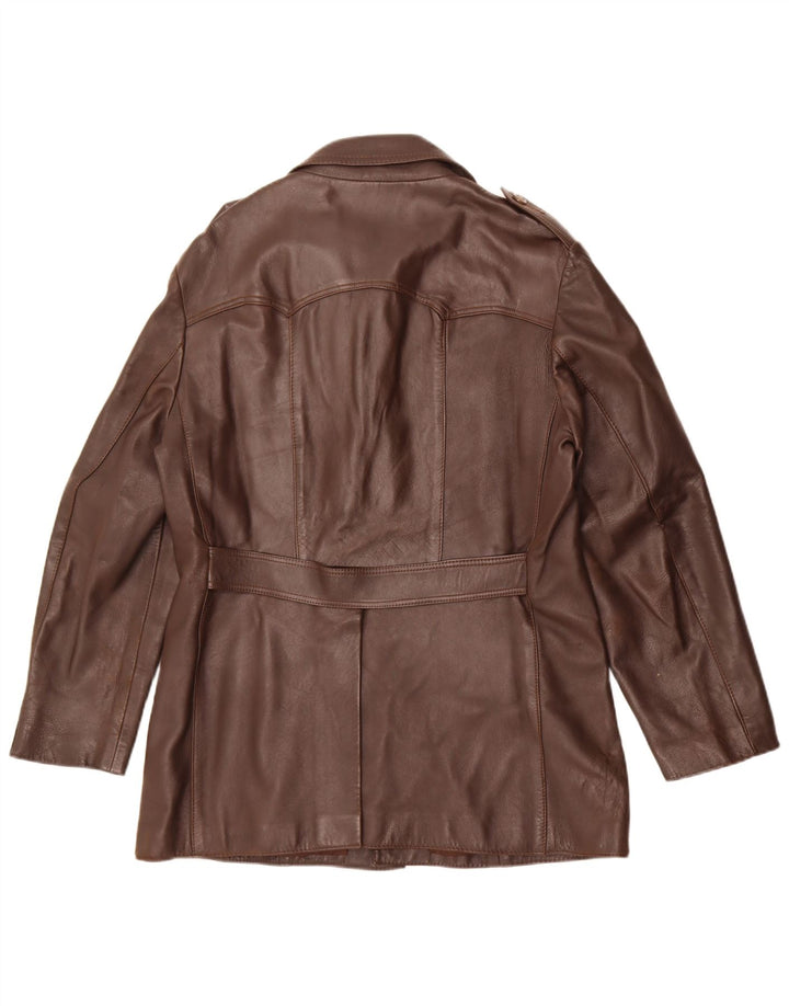 Jachetă militară din piele vintage pentru bărbați UK 36 mic maro