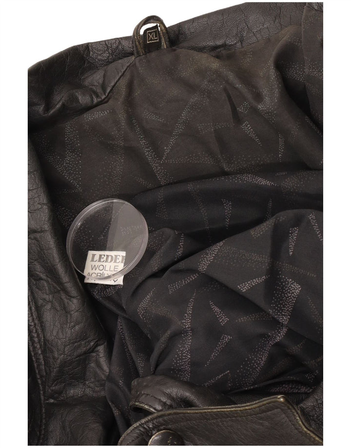 Jachetă de piele supradimensionată pentru femei vintage UK 18 XL, piele neagră