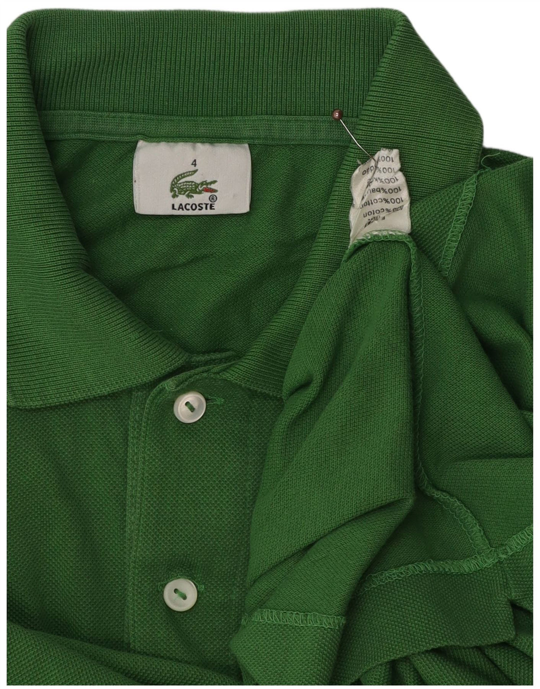Tricou polo Lacoste pentru bărbați, mărimea 4, bumbac verde mediu