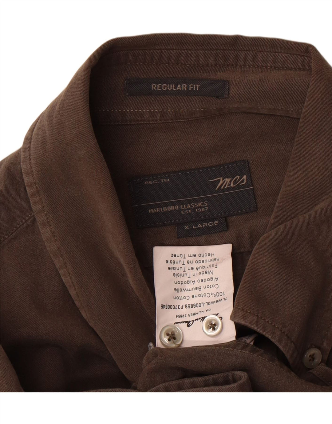 Cămașă Marlboro Classics pentru bărbați, XL, bumbac maro